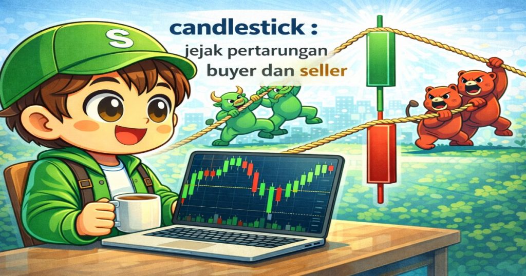 Anatomi dasar candlestick saham untuk belajar analisa teknikal pemula.